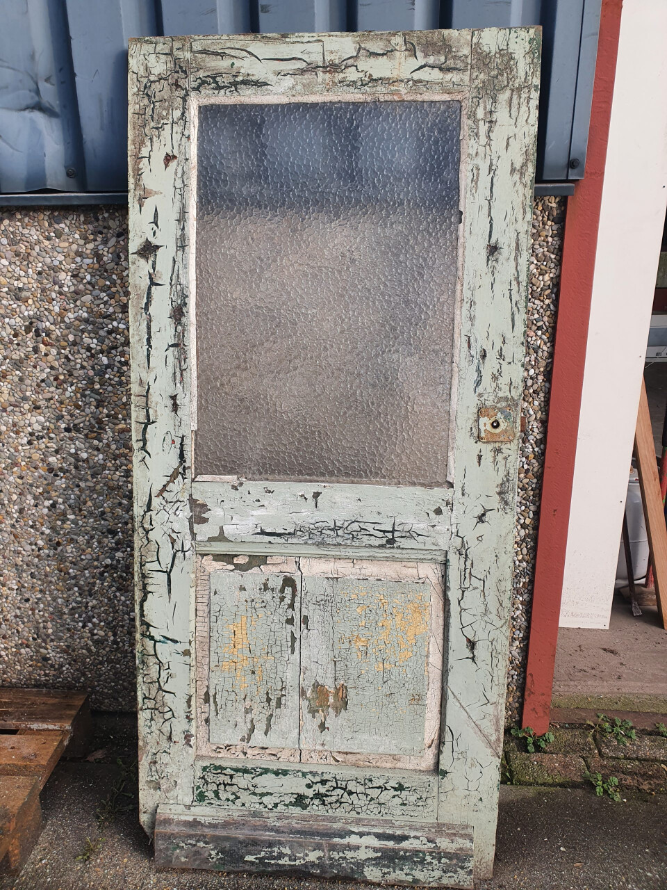 Oude paneeldeur met glas - 10648 - Foto 2