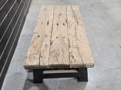 Salontafel eiken spoorbiels 130x60 cm inclusief onderstel - WF092 - Foto 2
