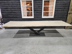 Boomstamtafel Eiken uit 2 delen 350 x 90 cm - WF087 - Foto 1