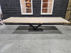 Boomstamtafel Eiken uit 2 delen 350 x 115/105 cm - WF086 - Foto 1