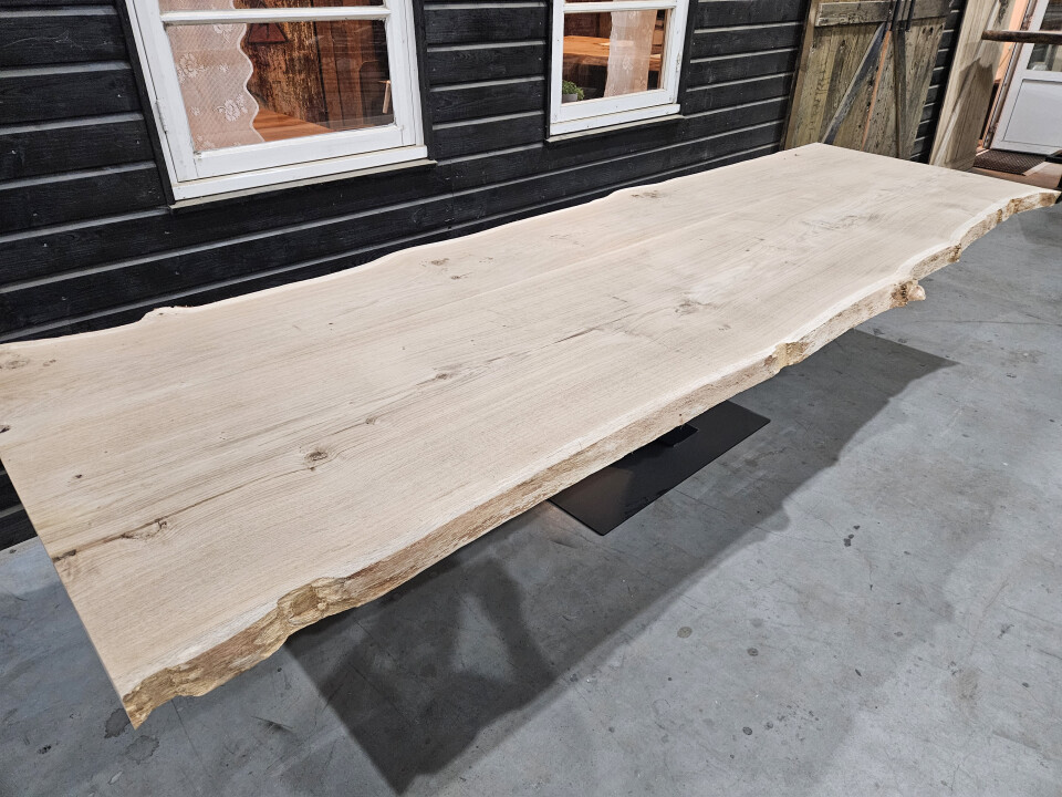 Boomstamtafel Eiken uit 2 delen 350 x 115/105 cm - WF086 - Foto 3