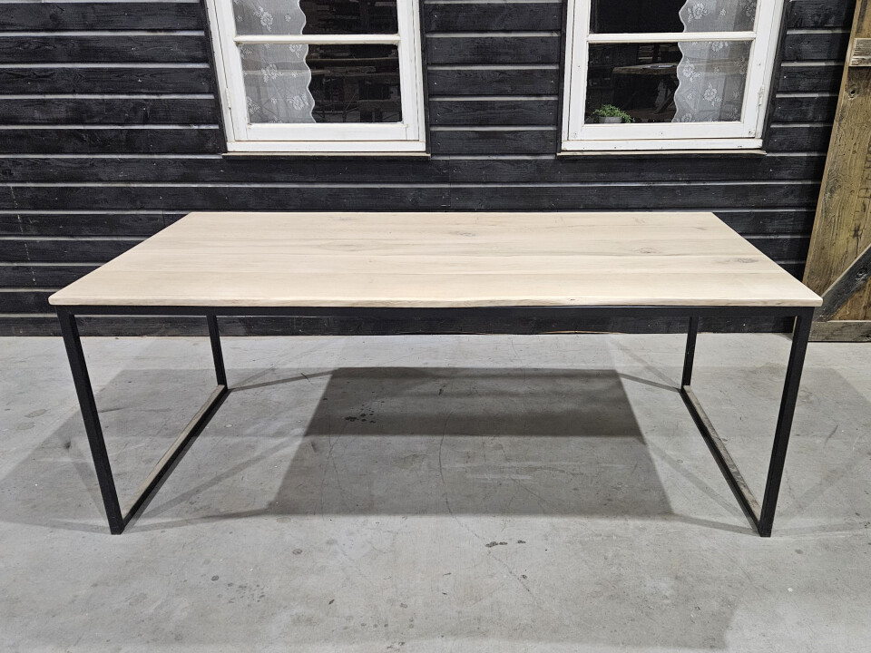 Eettafel nieuw eiken Boomkant 200x100 cm inclusief onderstel - WF079