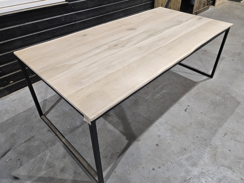 Eettafel nieuw eiken Boomkant 200x100 cm inclusief onderstel - WF079 - Foto 4