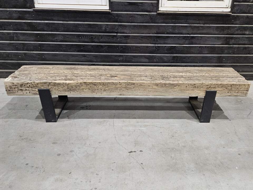 TV-meubel Oude eiken spoorbiels 225x50 cm inclusief onderstel - WF076