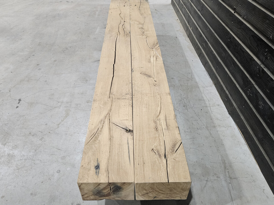 Meubel oude eiken spoorbielzen 245x44 cm inclusief onderstel - WF075 - Foto 3