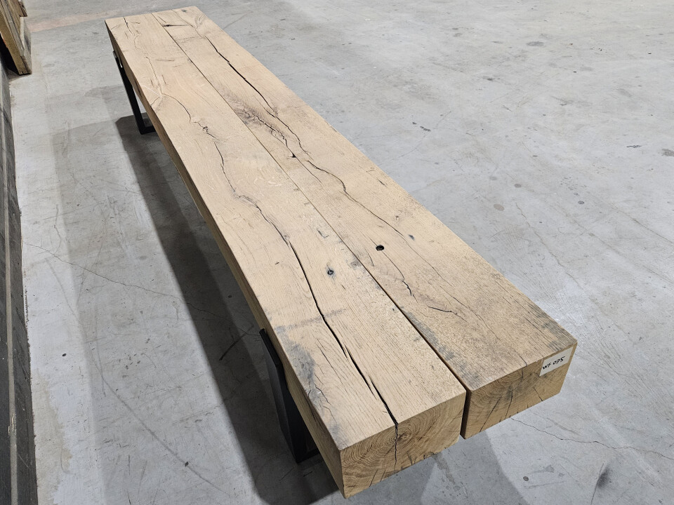 Meubel oude eiken spoorbielzen 245x44 cm inclusief onderstel - WF075 - Foto 4