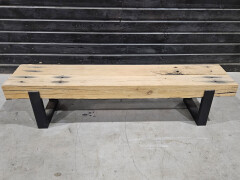 Meubel oude eiken spoorbielzen 180x44 cm inclusief onderstel - WF074 - Foto 1