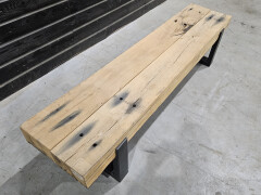 Meubel oude eiken spoorbielzen 180x44 cm inclusief onderstel - WF074 - Foto 2