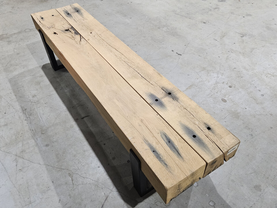 Meubel oude eiken spoorbielzen 180x44 cm inclusief onderstel - WF074 - Foto 3