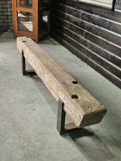 Meubel Oude spoorbiels Azobe 190x20 cm inclusief onderstel - WF073 - Foto 2