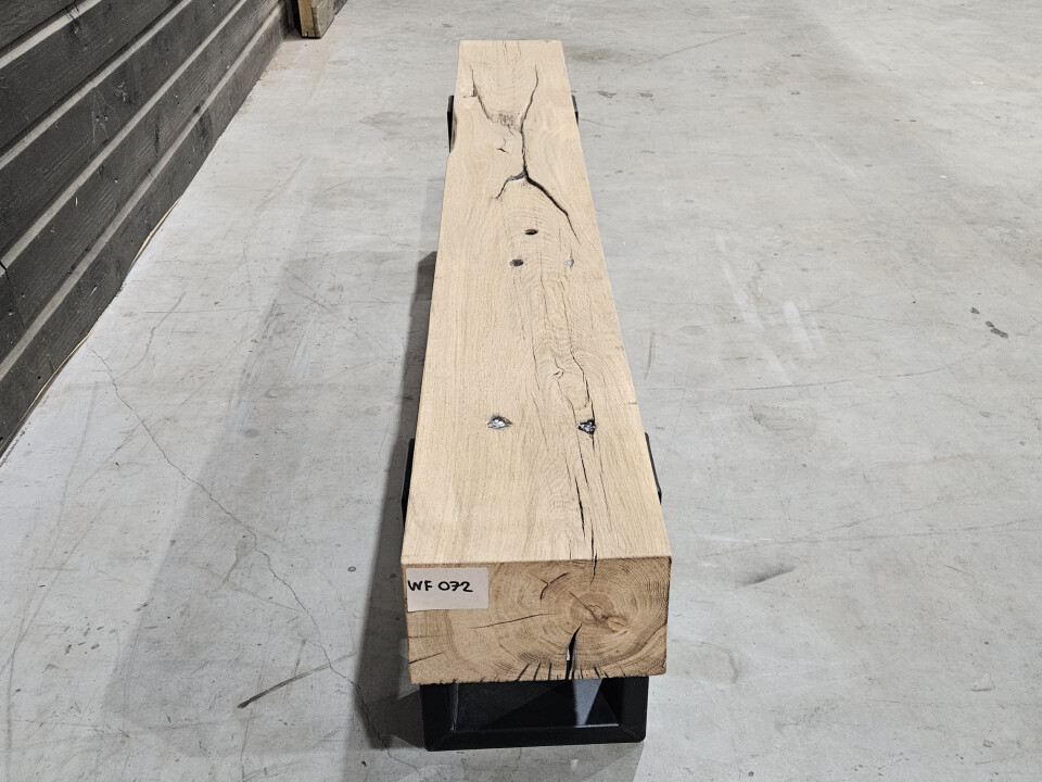 Meubel oude eiken spoorbielzen 160x22 cm inclusief onderstel - WF072 - Foto 3