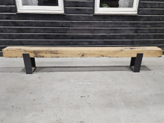 Meubel oude eiken spoorbielzen 260x22 cm inclusief onderstel - WF070 - Foto 1