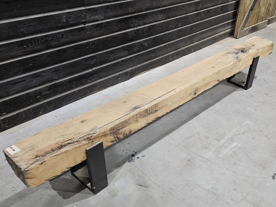 Meubel oude eiken spoorbielzen 260x22 cm inclusief onderstel - WF070 - Foto 2