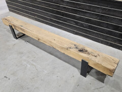 Meubel oude eiken spoorbielzen 260x22 cm inclusief onderstel - WF070 - Foto 4