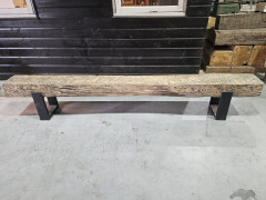 TV-meubel Oude spoorbiels 200x26 cm inclusief onderstel - WF068 - Foto 1