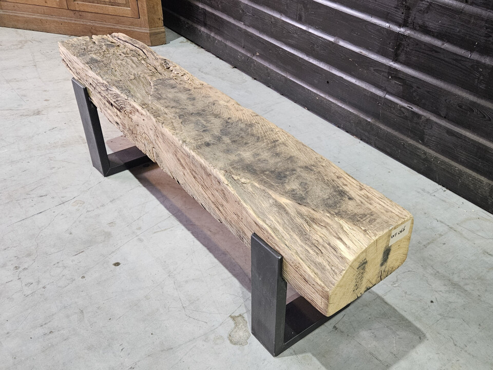 Meubel Oude spoorbiels 140x26 cm inclusief onderstel - WF066