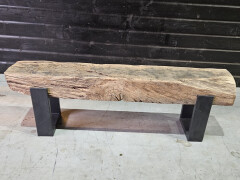 Meubel Oude spoorbiels 140x26 cm inclusief onderstel - WF066 - Foto 5