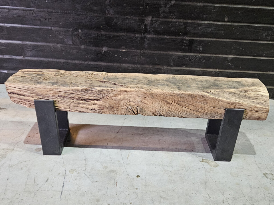 Meubel Oude spoorbiels 140x26 cm inclusief onderstel - WF066 - Foto 5