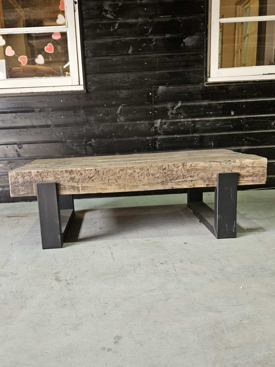 Meubel Oude spoorbielzen 130x66 cm inclusief onderstel - WF057
