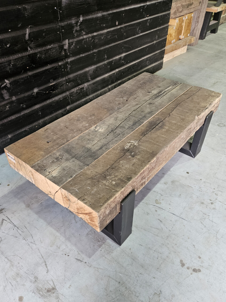 Meubel Oude spoorbielzen 130x66 cm inclusief onderstel - WF057 - Foto 2