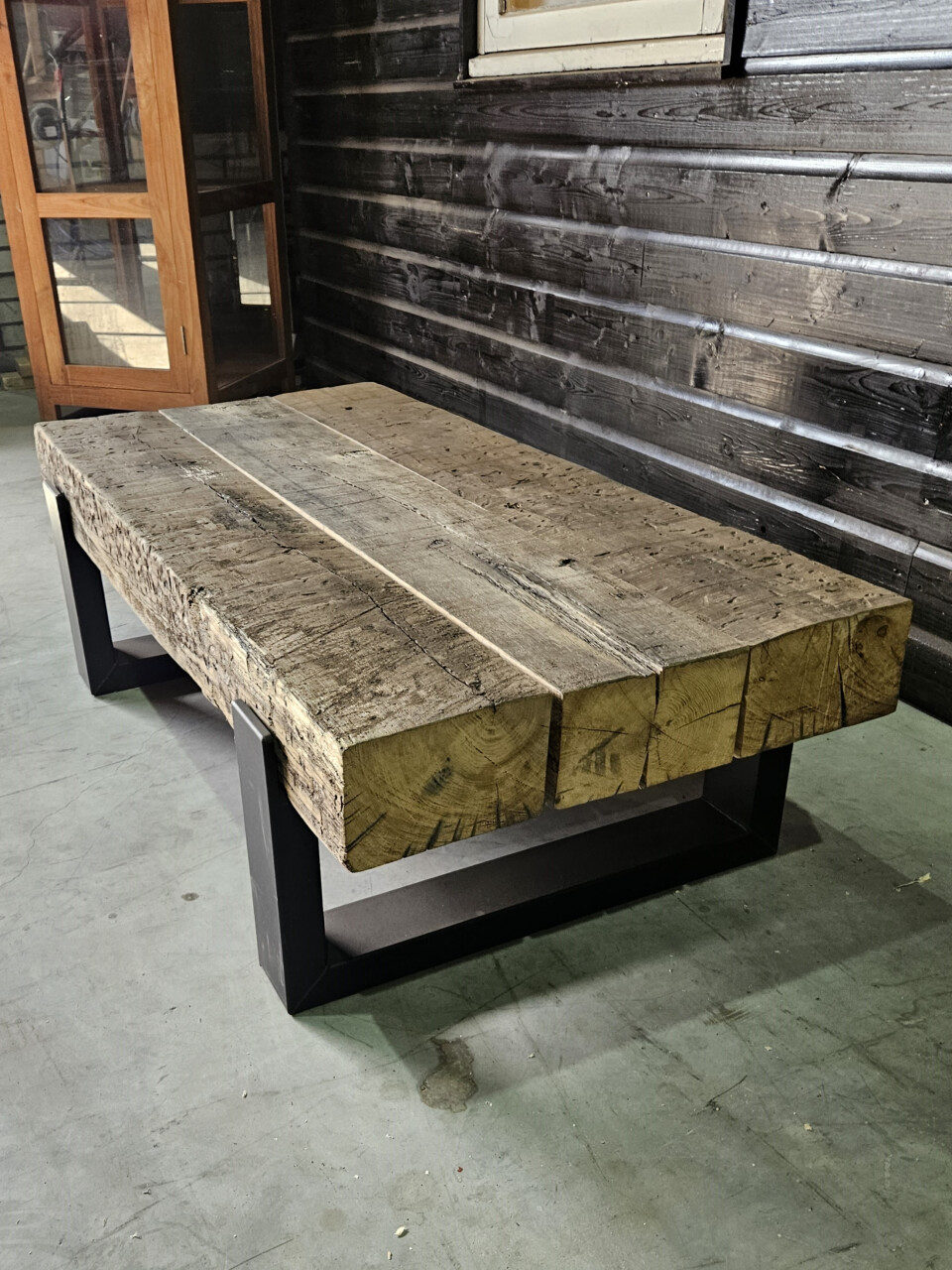 Meubel Oude spoorbielzen 130x66 cm inclusief onderstel - WF057 - Foto 3