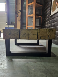 Meubel Oude spoorbielzen 130x66 cm inclusief onderstel - WF057 - Foto 4