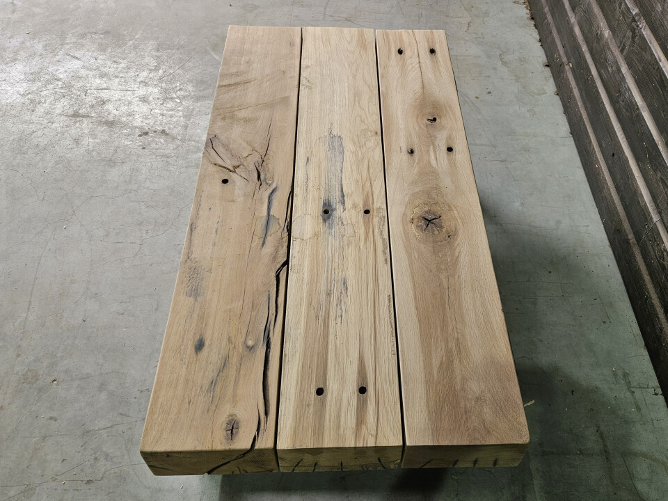 Meubel Oude spoorbielzen 130x66 cm inclusief onderstel - WF055 - Foto 4