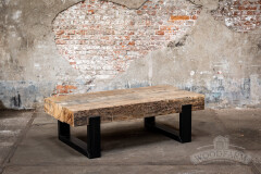 Salontafel uit oude spoorbielzen - gezandstraald - Foto 1