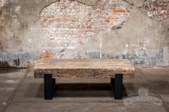Salontafel uit oude spoorbielzen - gezandstraald - Foto 2