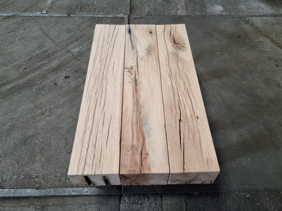 Salontafel uit oude spoorbielzen - gezaagd - Foto 7