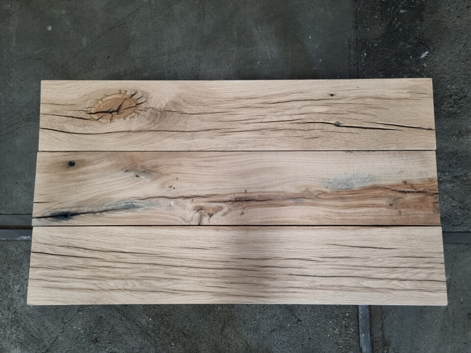 Salontafel uit oude spoorbielzen - gezaagd - Foto 9