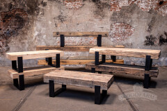 Salontafel uit oude spoorbielzen - gezaagd - Foto 10