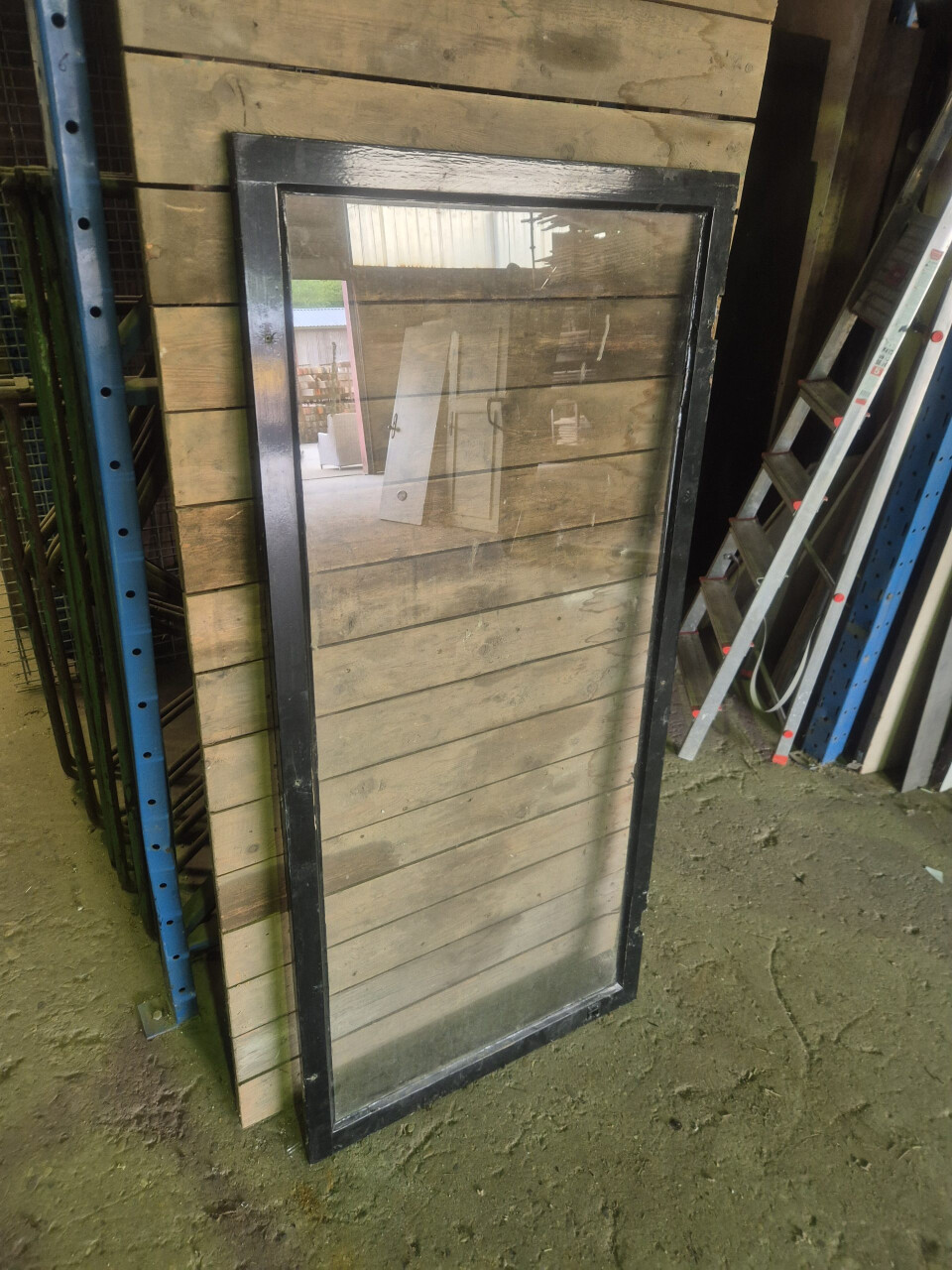 Antiek hoog raam met enkel glas - 77x163 cm - Foto 2