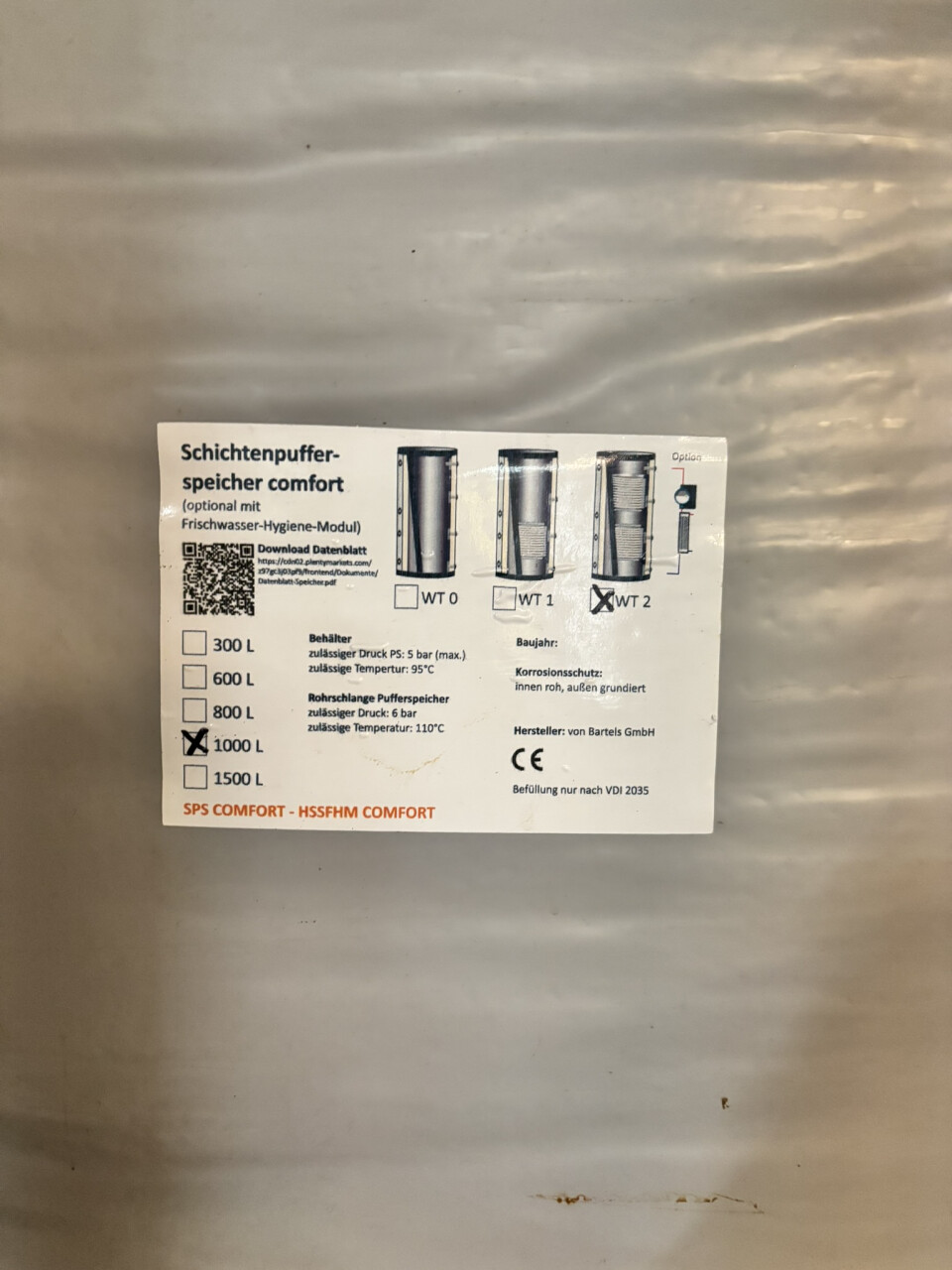 2 stuks 1.000 Liter gelaagde buffervat / opslagtank - Foto 2