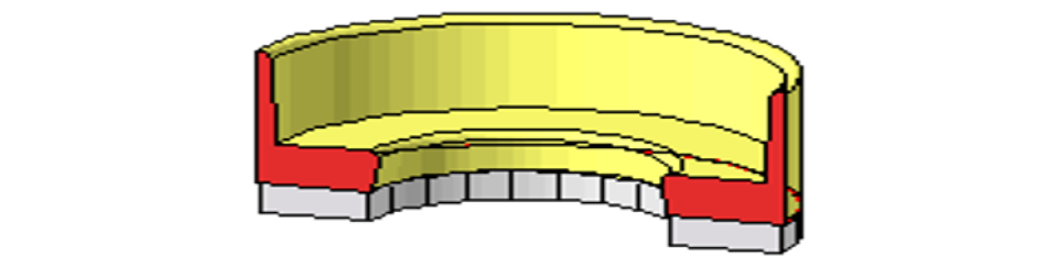 Halfronde bank rood 2 stuks