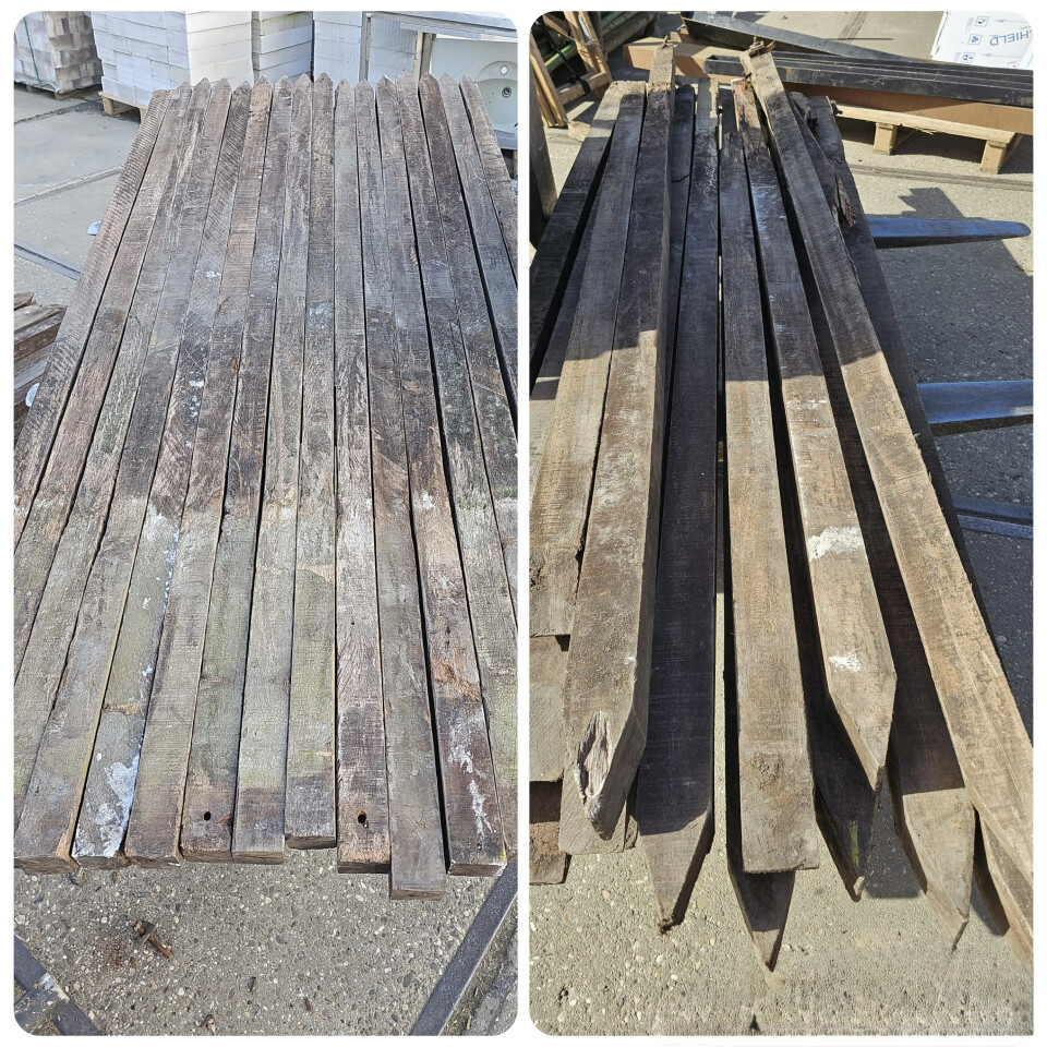 Partij hardhouten, vierkante palen