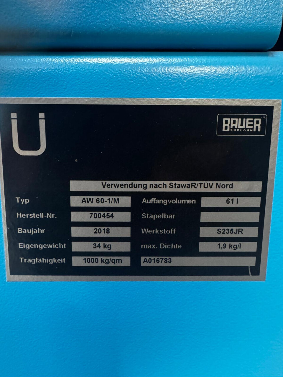 Lekbak van staal / opvangbak Bauer Südlohn AW 60-1/M – 61 liter / 2 vaten - Foto 3