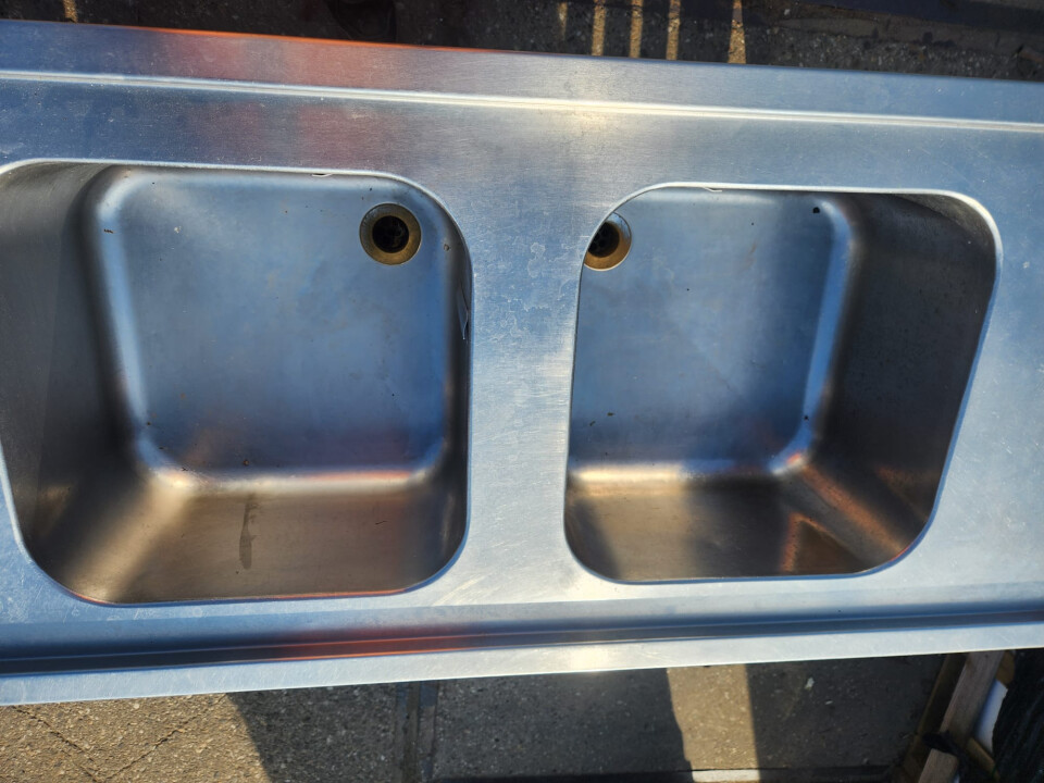RVS werktafel, aanrecht met dubbele spoelbak - Foto 5